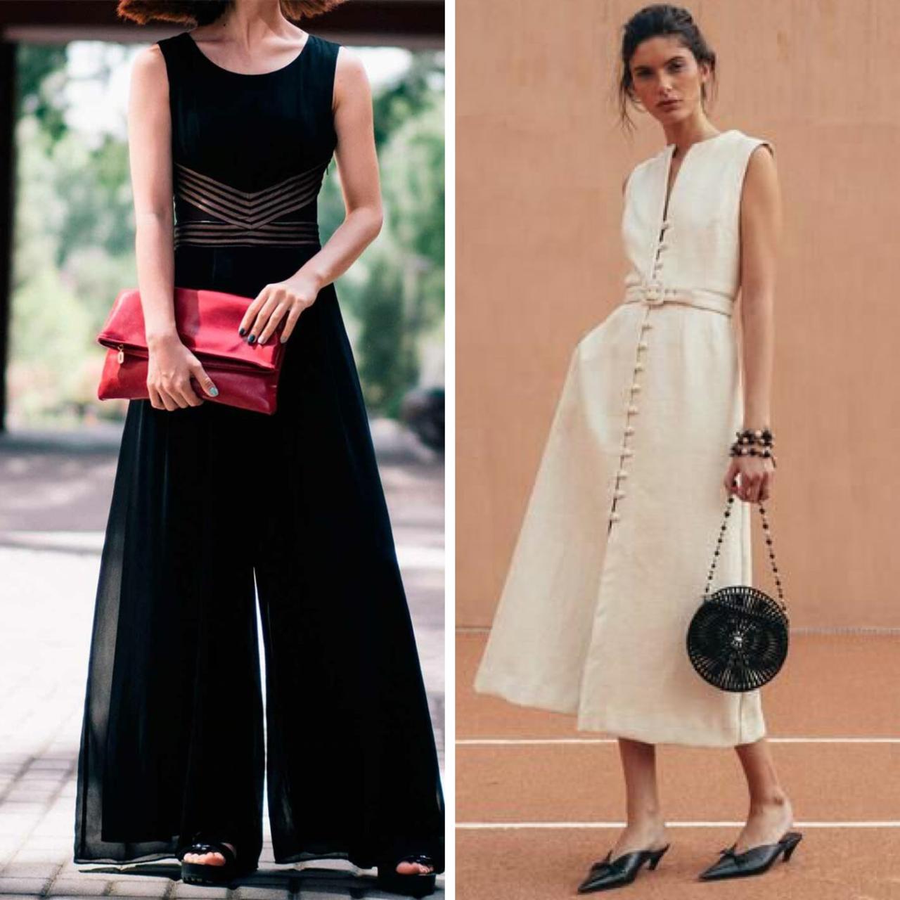 Festa da empresa_ Look para restaurante fino_ Pantalona e Vestido de alfaiataria