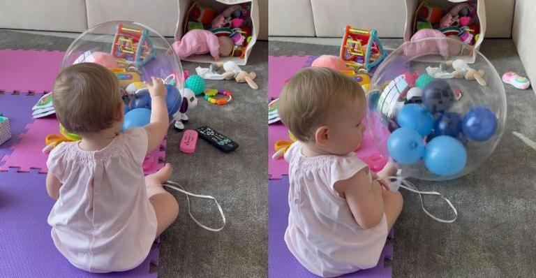 Tiago Leifert mostra Lua brincando com balão