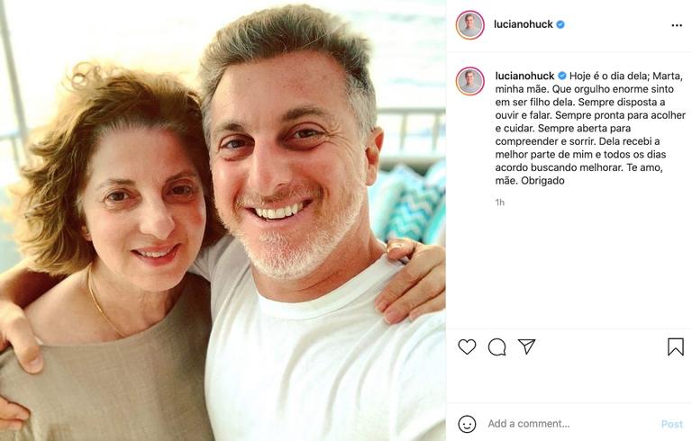 Luciano Huck celebra aniversário da mãe, Marta Huck, com homenagem na web