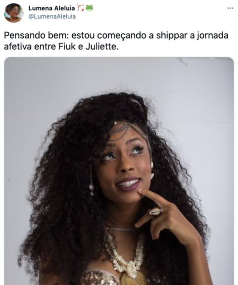 Lumena opina sobre clima de romance entre Fiuk e Juliette