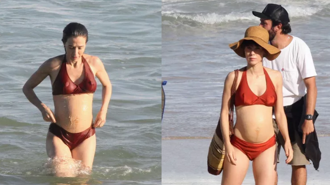 Marjorie Estiano durante gravações da série 'Fim'