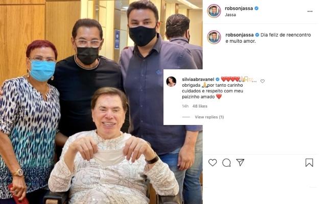 Silvio Santos surge em salão de amigo para mudar visual