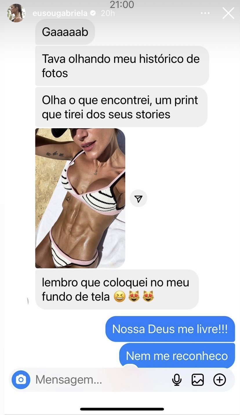 Print de uma conversa entre Gabriela Pugliesi e uma seguidora