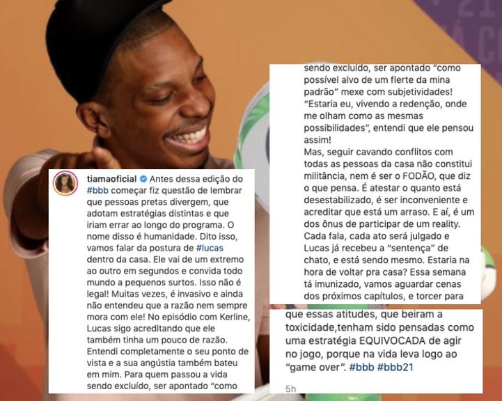 Tia Má se pronuncia sobre comportamento de Lucas Penteado no 'BBB 21'