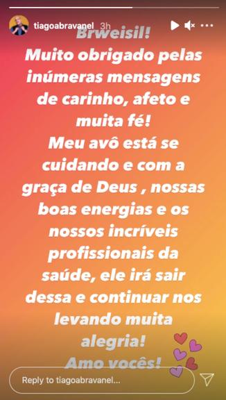 Tiago Abravanel fala sobre saúde do avô, Silvio Santos, que está com covid-19