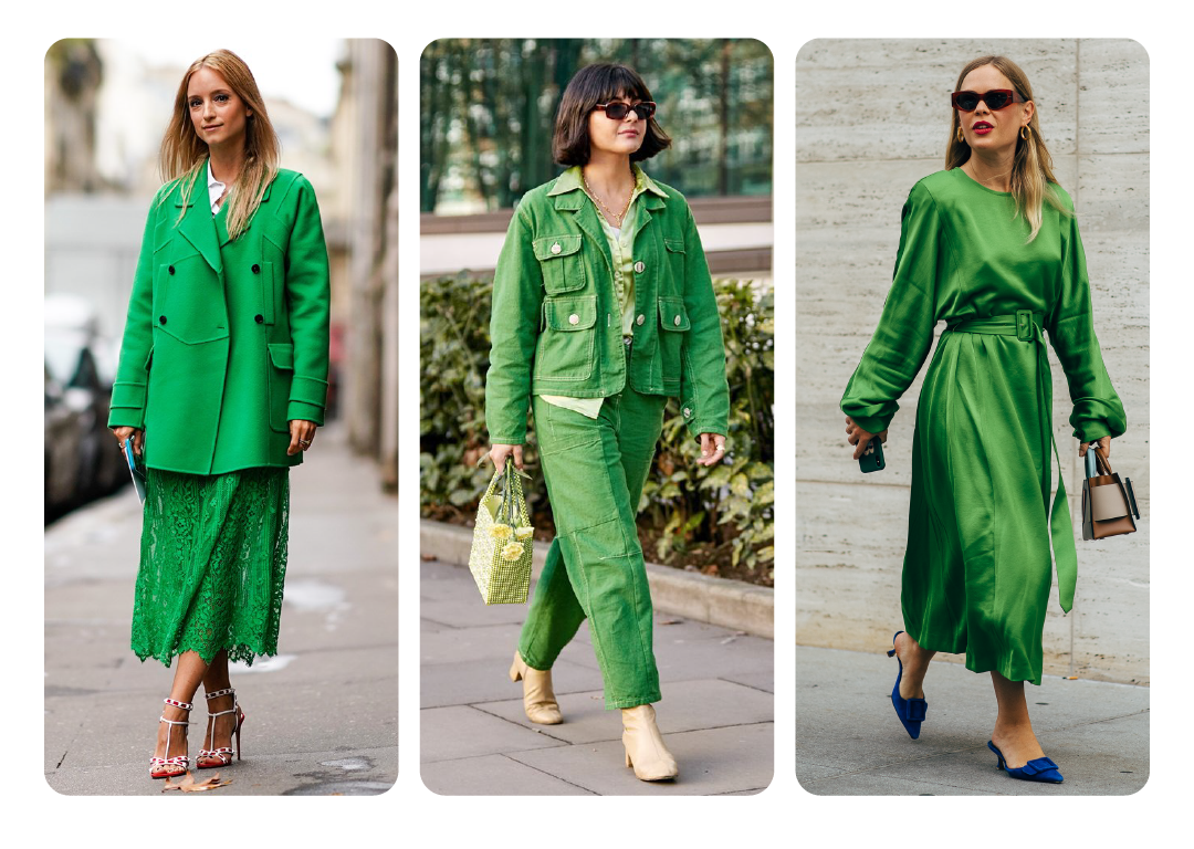 Exemplos de looks na cor verde.