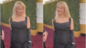 pamela anderson não usou maquiagem no Globo de Ouro