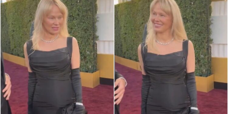 pamela anderson não usou maquiagem no Globo de Ouro