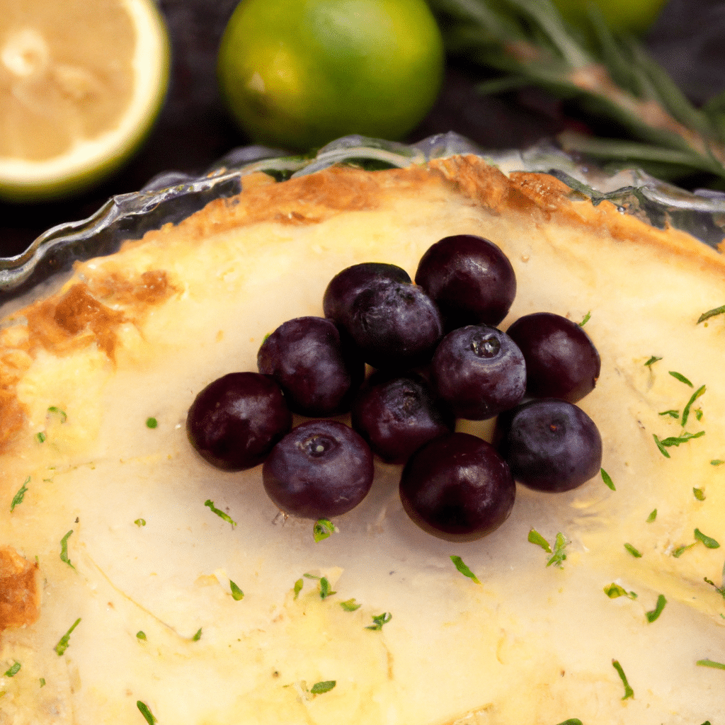 Torta de Massa Folhada com Creme de Limão e Mirtilos