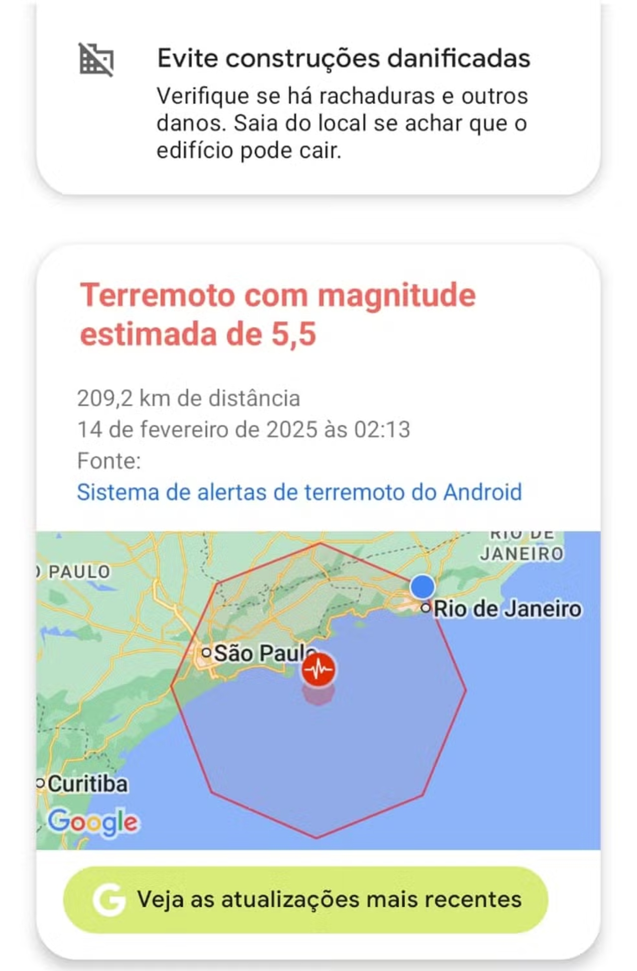 alerta de terremoto