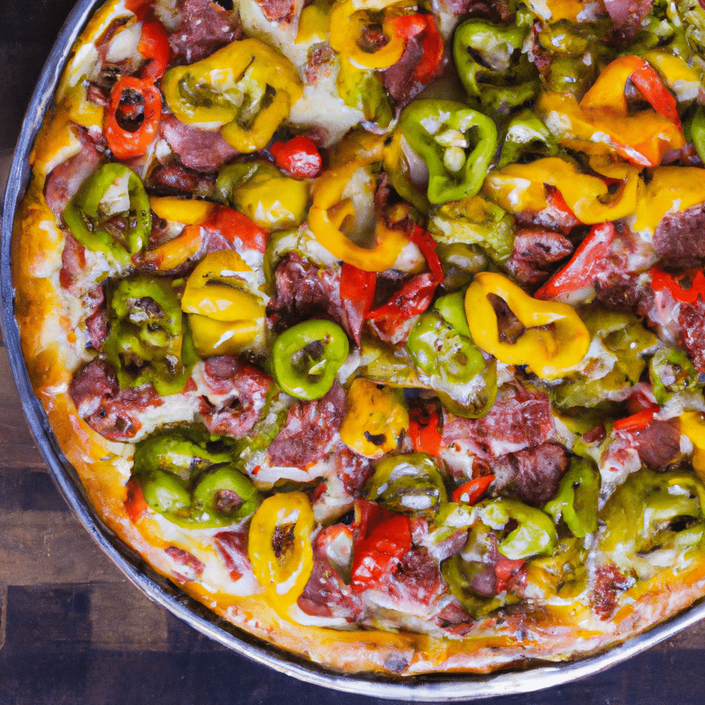 Pizza de Calabresa com Pimentões Coloridos