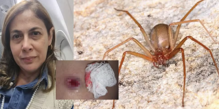 Picada de aranha marrom pode ser fata. Foto: Reprodução/ montagem G1