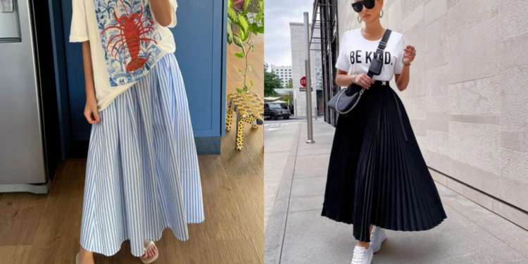 Saias com camisetas estão na moda! - Créditos: Imagem divulgação Instagram @bazar_casa_verde