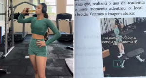 Mulher é multada na academia após tomar cerveja. Foto: Reprodução redes sociais