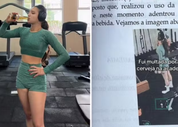 Mulher é multada na academia após tomar cerveja. Foto: Reprodução redes sociais