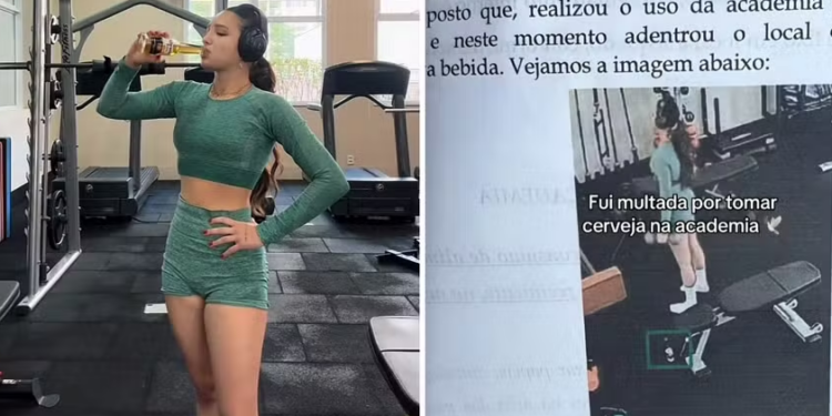 Mulher é multada na academia após tomar cerveja. Foto: Reprodução redes sociais