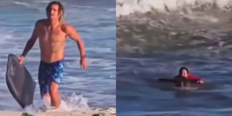 surfista salva mulher de afogamento