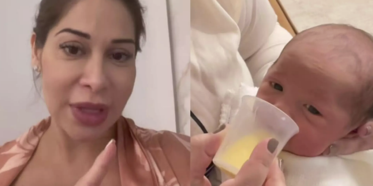 Benefícios de oferecer leite no copinho para o RN. Foto: Reprodução Redes Sociais