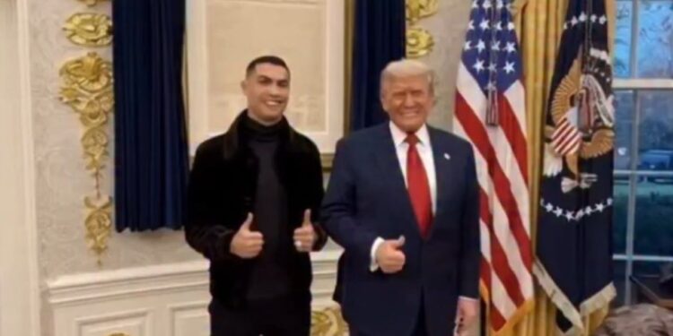 Encontro simbólico que reúne dois dos nomes mais influentes do esporte e da política mundial - Créditos : Divulgação Instagram @realdonaldtrump