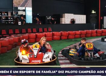 Renata Rode correu com Paulo Seidemann na pista SpeedLand em São Paulo: "impressionada com a postura que ele tem mesmo tendo apenas 11 anos", disse a colunista. Foto: Reprodução.