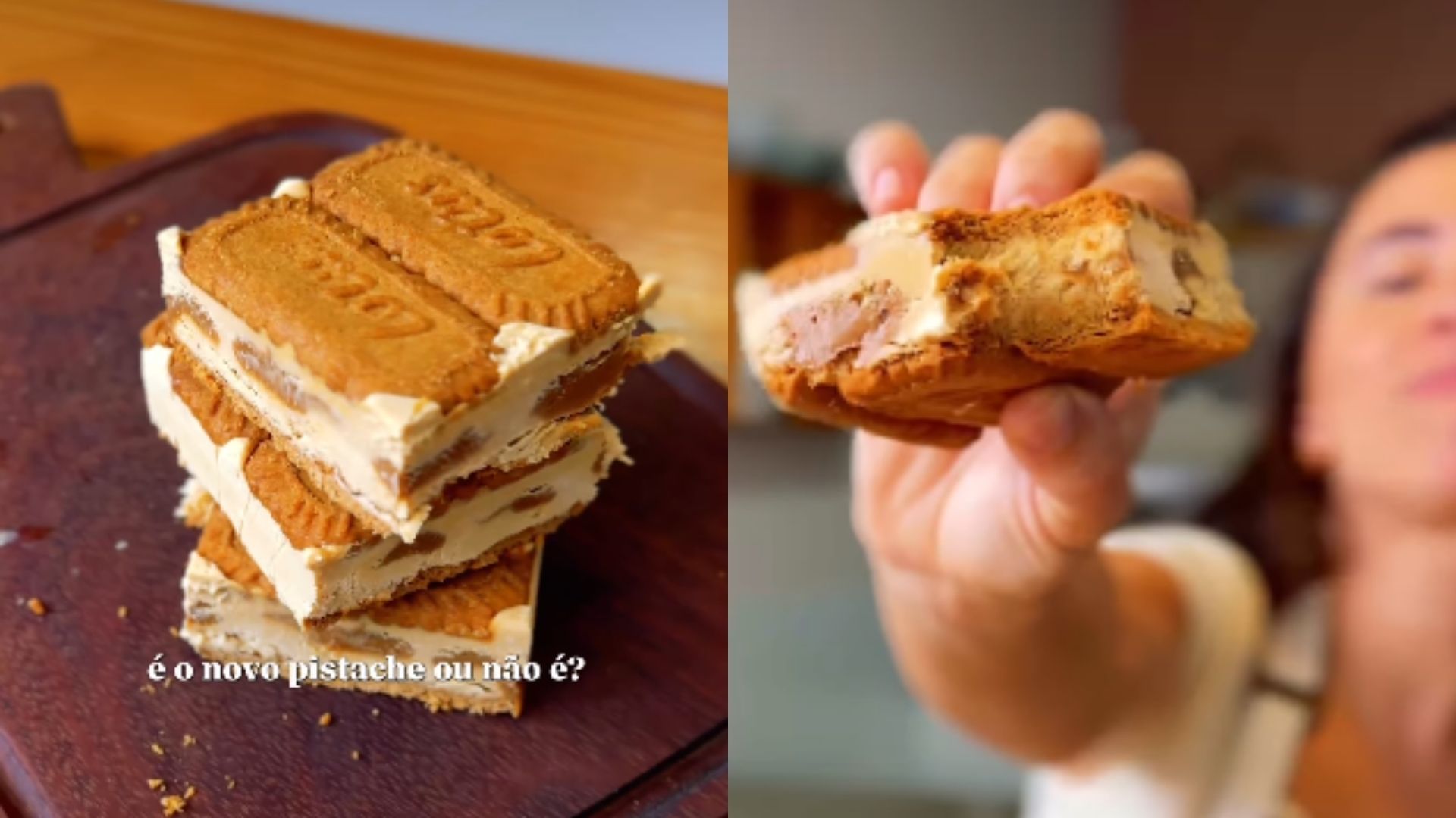 Sanduíche de sorvete de doce de leite com canela e bolacha