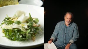 Salada de rúcula com lascas de queijo do Tony Ramos