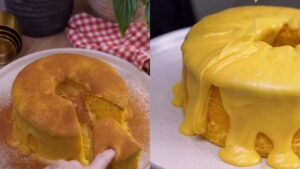 Bolo de milho com brigadeiro de milho