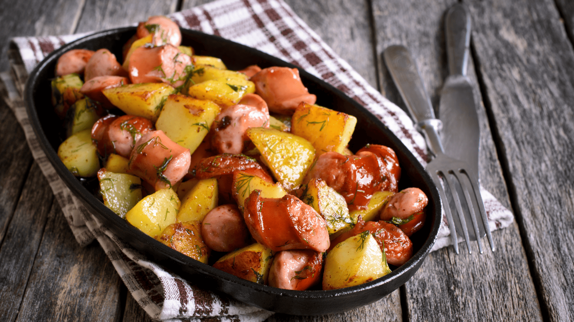 Linguiça com batata. Crédito: Canva